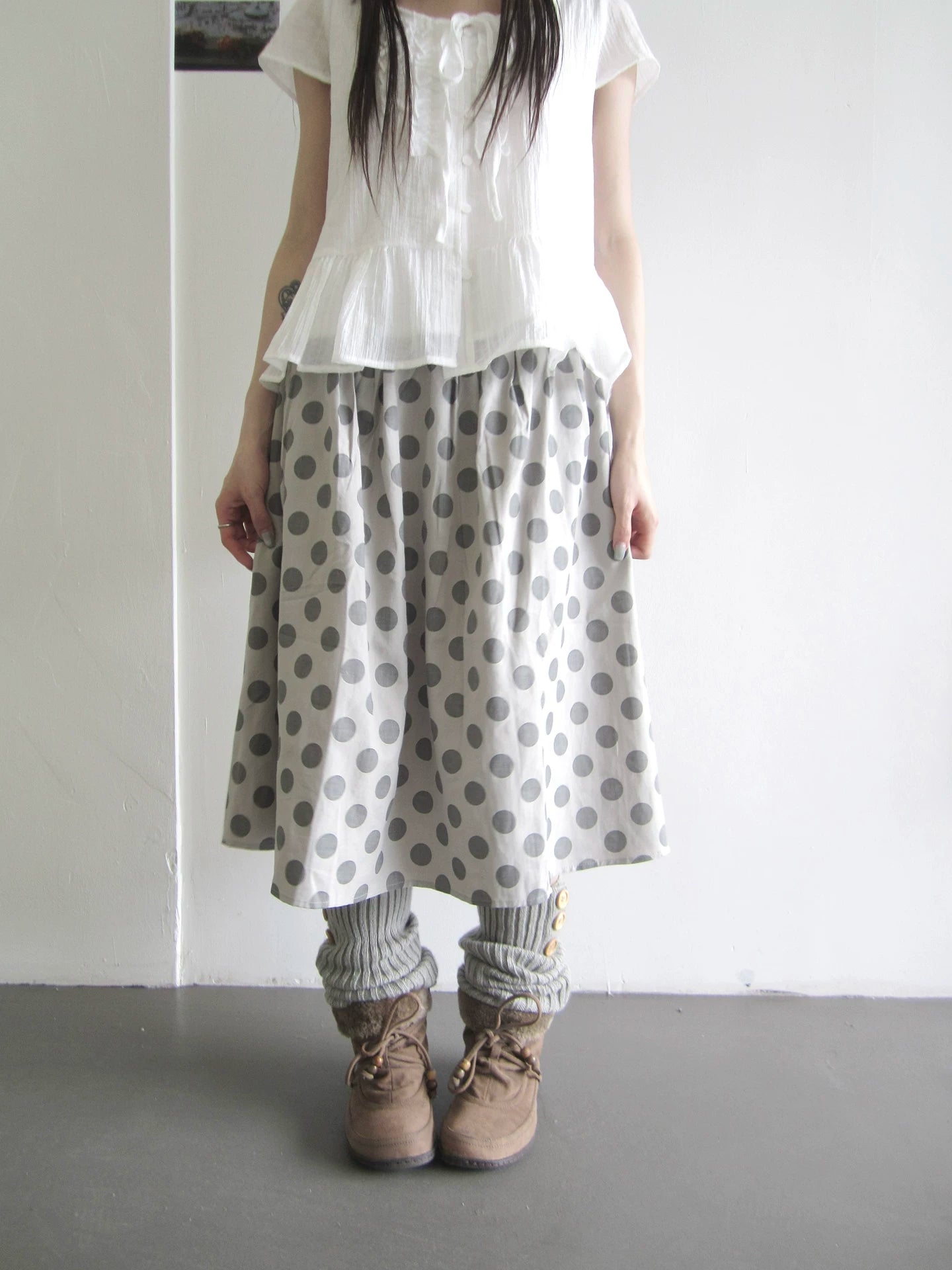 Ang: Project Vintage Versatile Loose Polka Dot Print Skirt