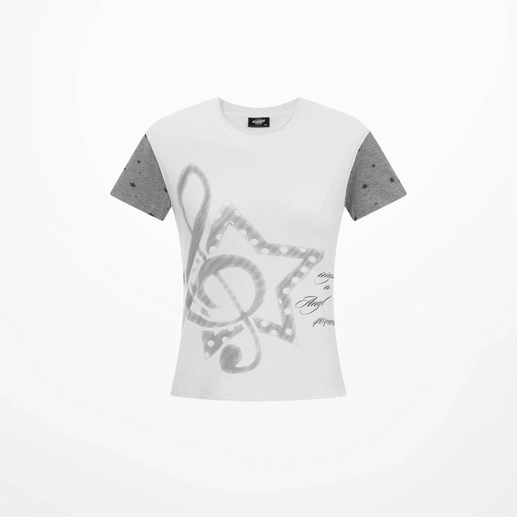 404MOB Versatile Sweet Music Note Print Thin Tee