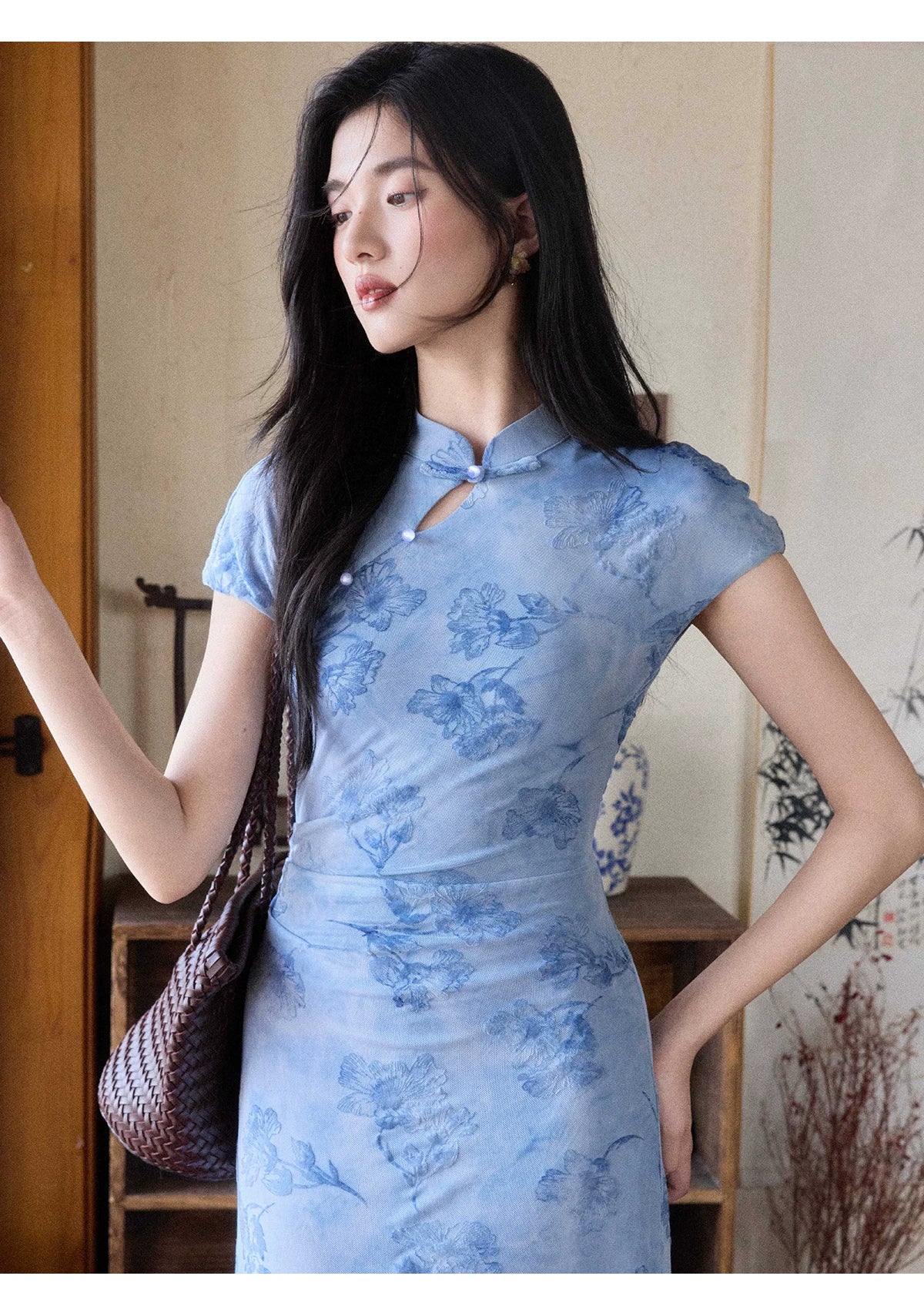 TYANG Smudged Cheongsam Slim-fit Temperament Dress