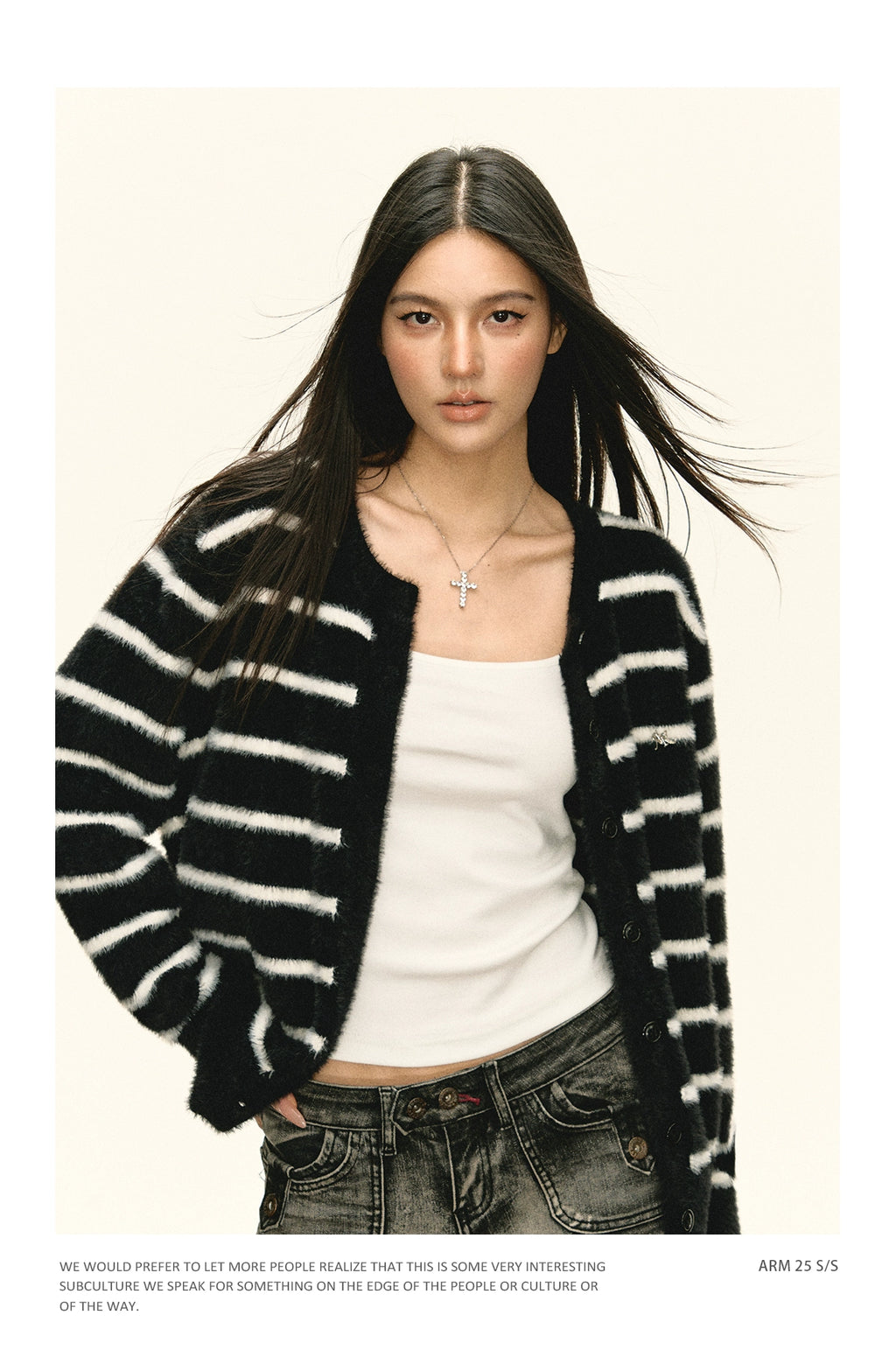Ariseism Vintage Striped Cardigan Sweater Jacket