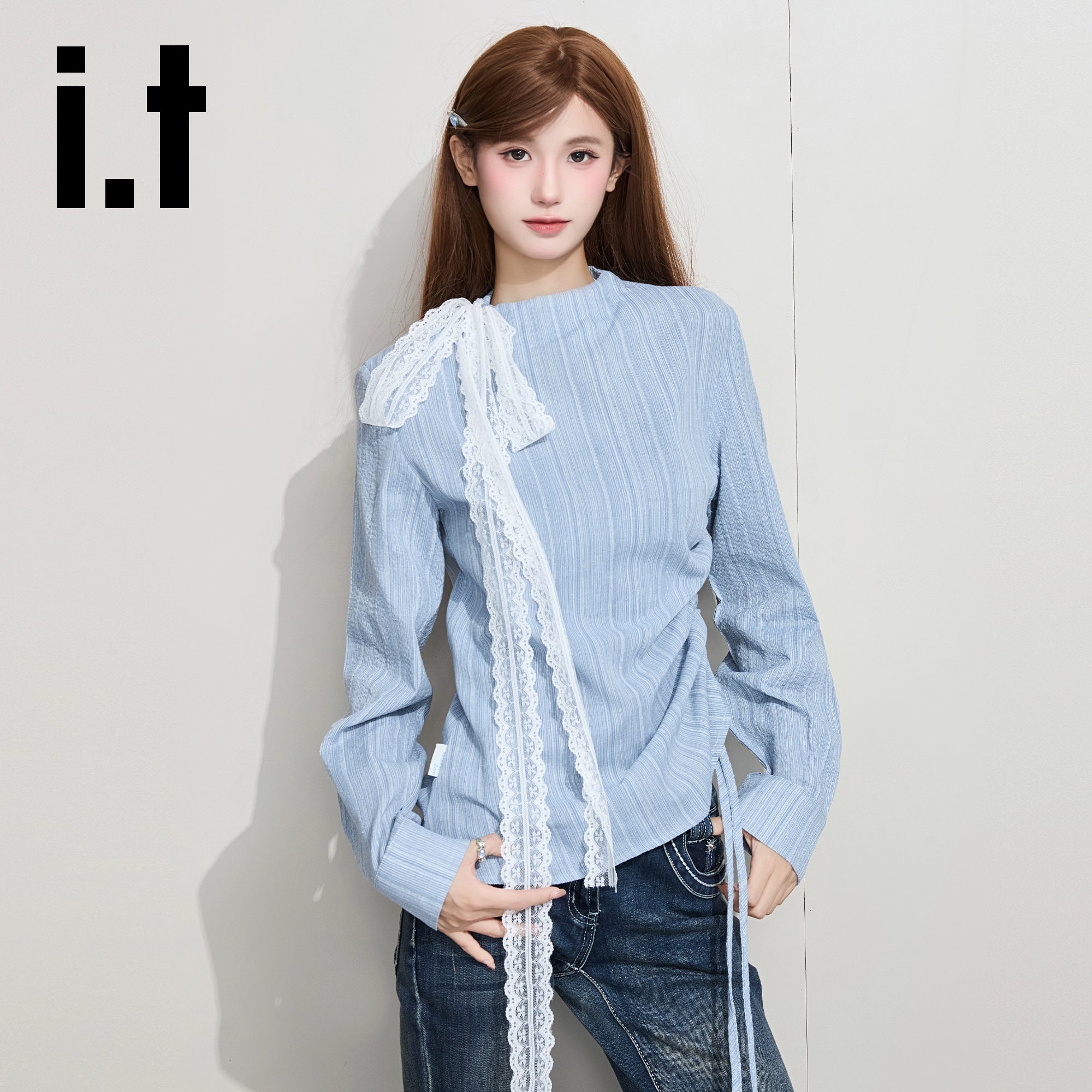 IT: GROUNDZERO Silk Scarf Foreign Style Casual Long Sleeve