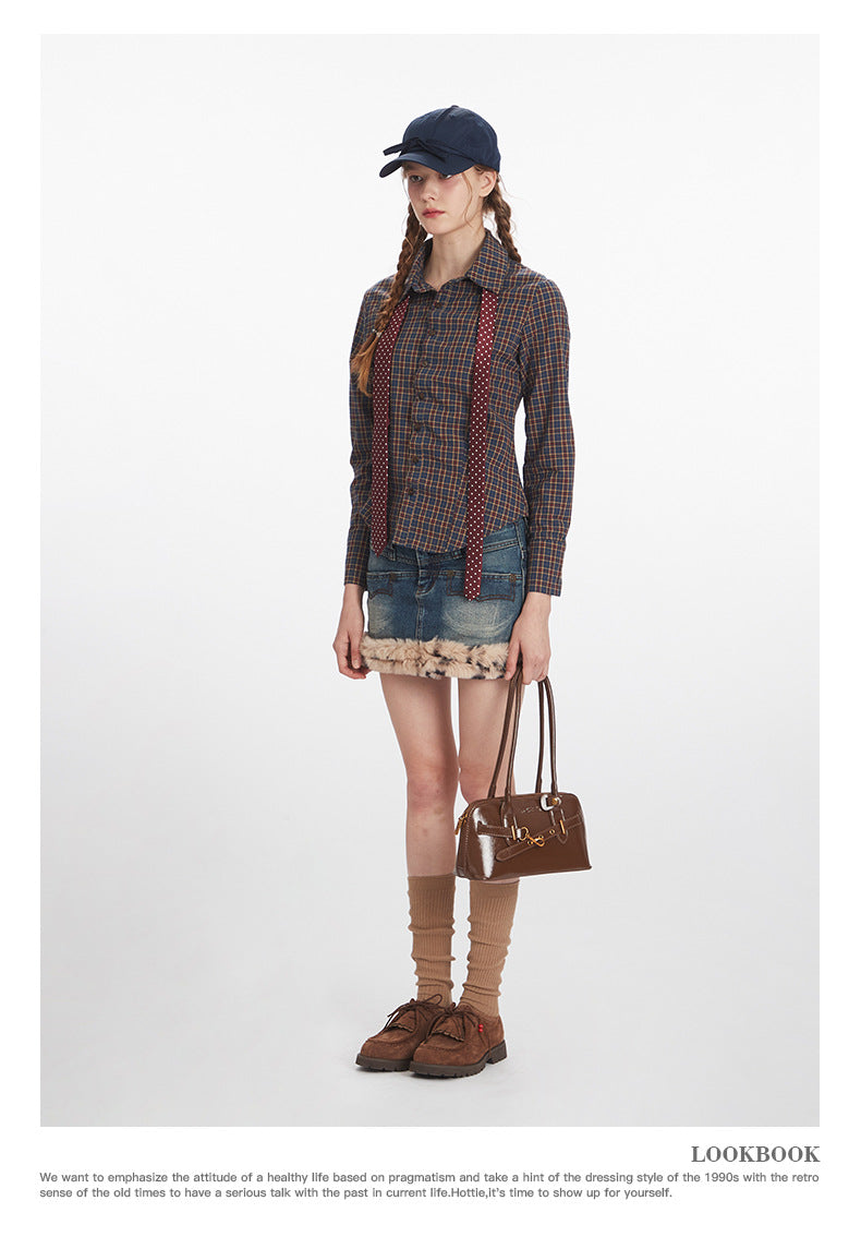 Nariele Plaid Slim Skinny Long Sleeve Shirt