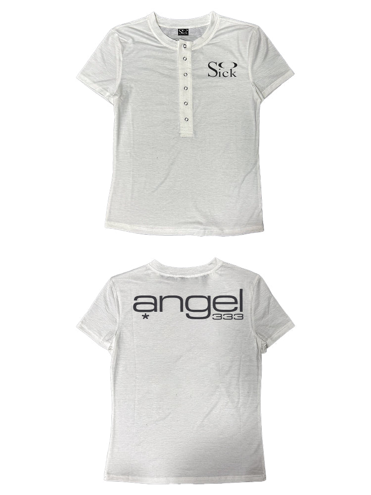 SoSick 25ss * "Basic Series" Front Shoulder Silver Buckle Crew Neck Premium Tee