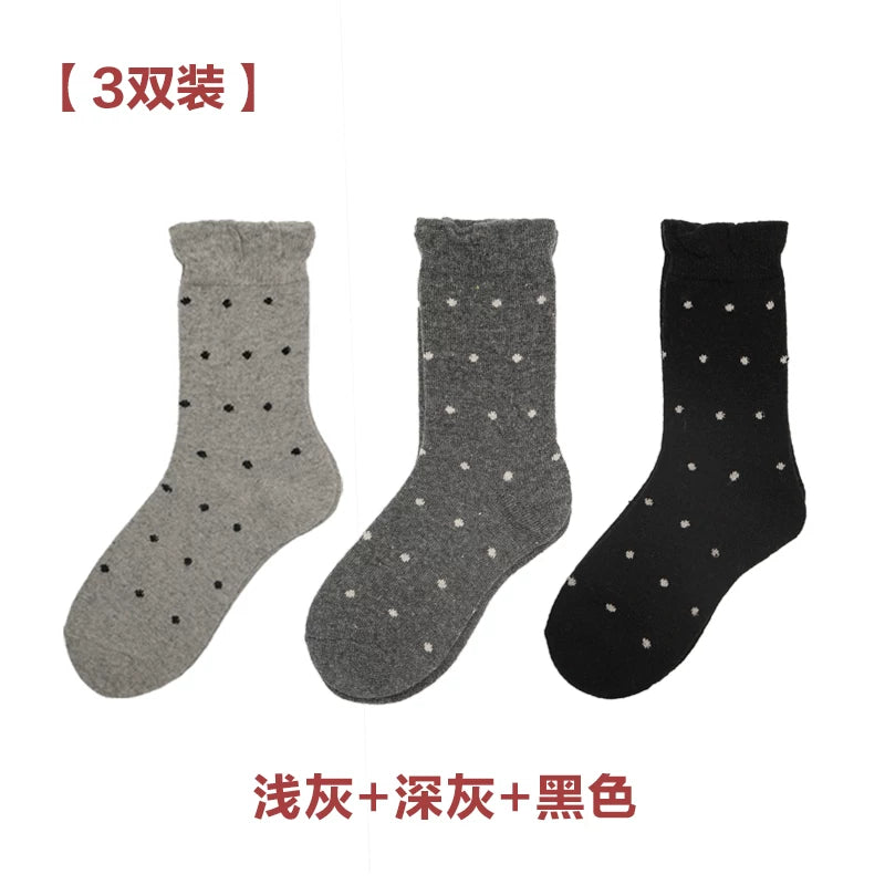 Mule Donkey Polka Dot Medium Tube Wool Stacking Socks