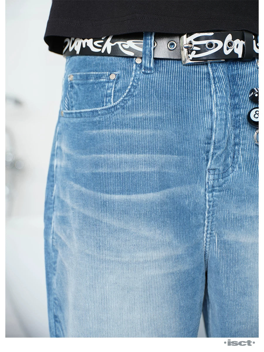 ComicTree Corduroy Loose Straight Denim Shorts