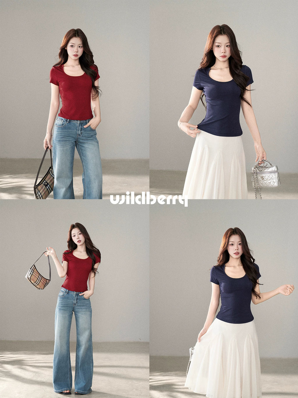 Wildberry U-neck Casual Slim and Thin Tee