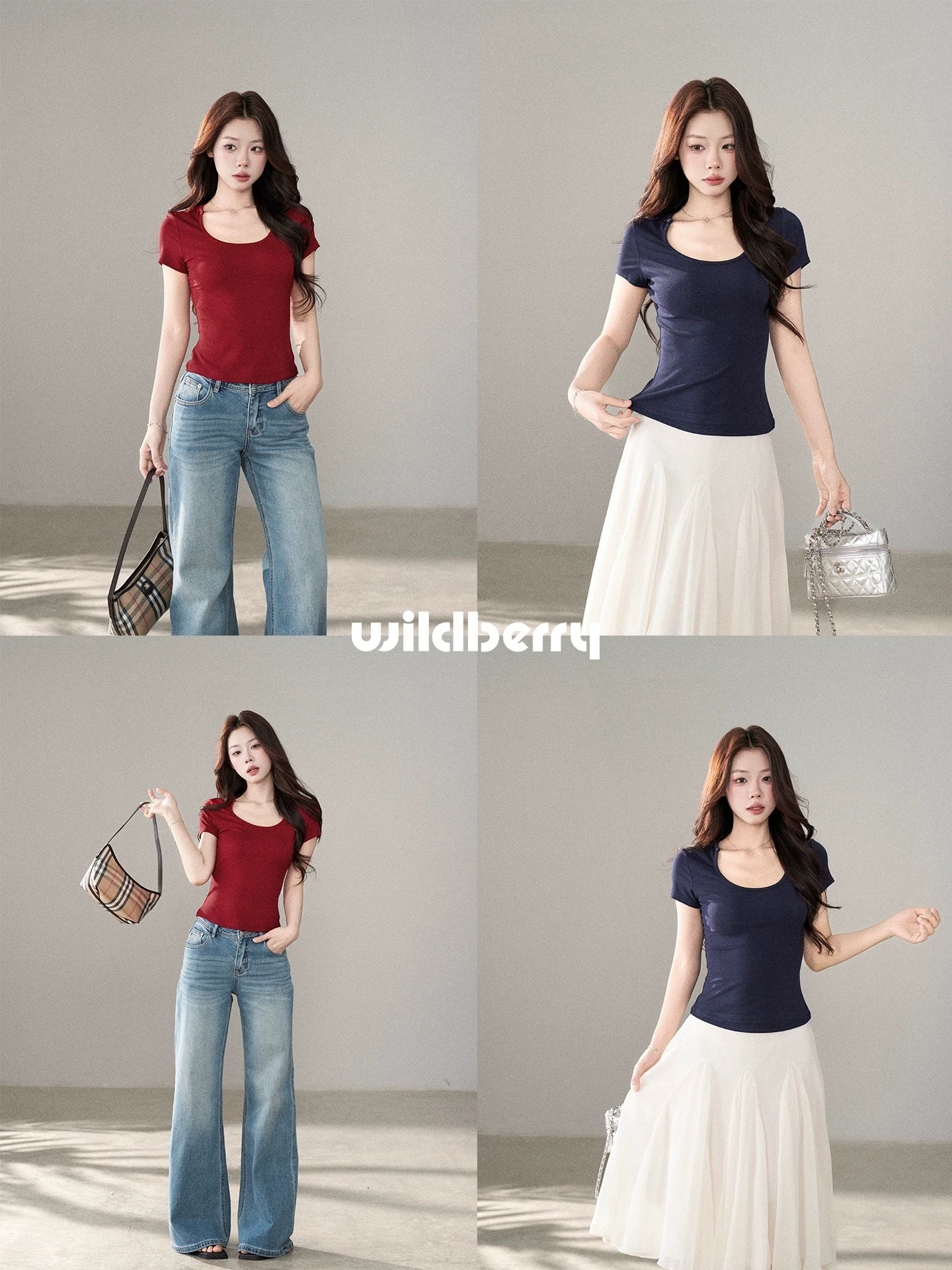 Wildberry U-neck Casual Slim and Thin Tee