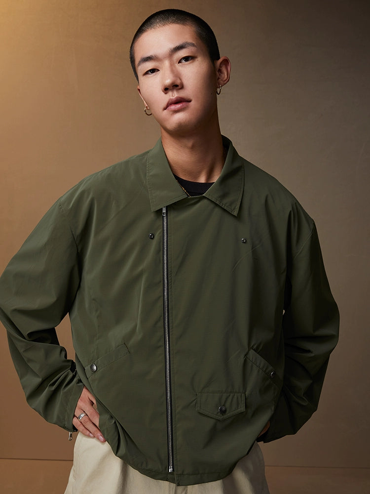 SUPERTOFU Diagonal Zip Lapel Trench Coat