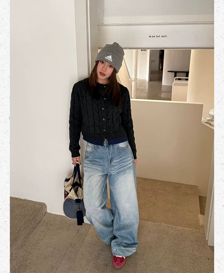 CCYE Fake Two-piece Splicing Contrasting Color Twisted Sweater