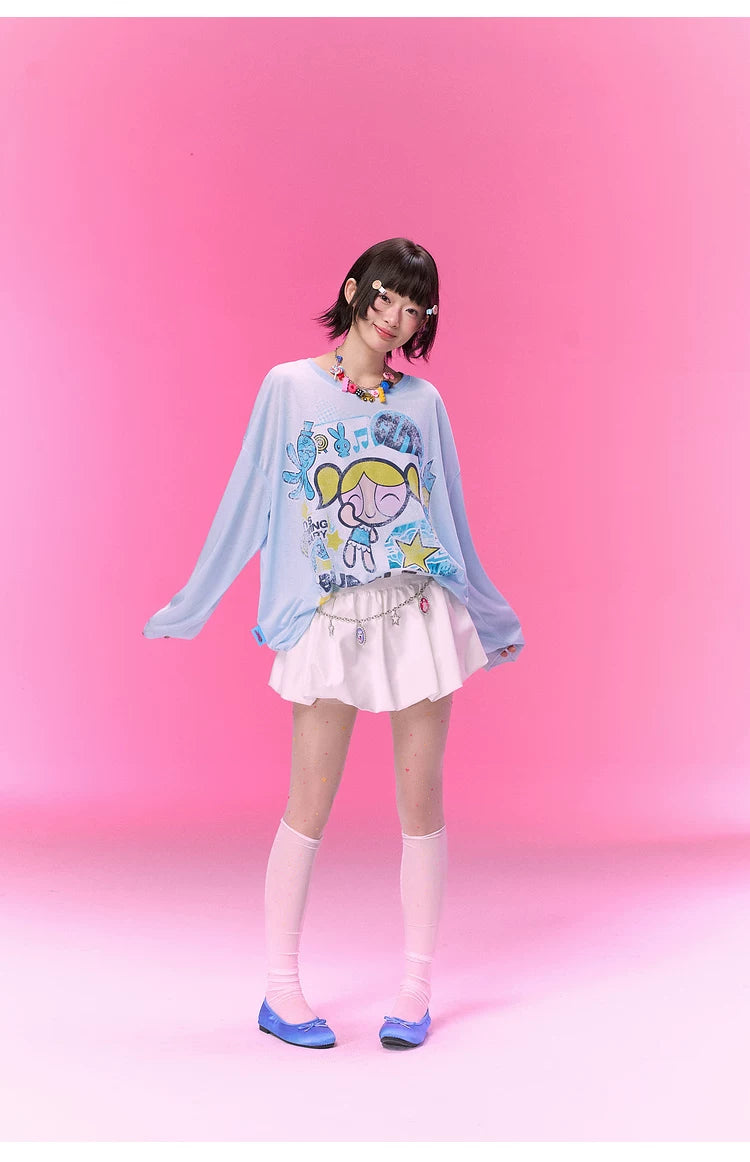 BJHG [Flying Girls Joint Name] Printed Lyocell Long Sleeve T-Shirt