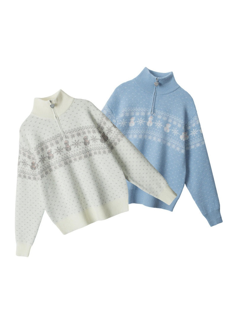 Nariele Pullover Half-zip Turtleneck Loose Sweater