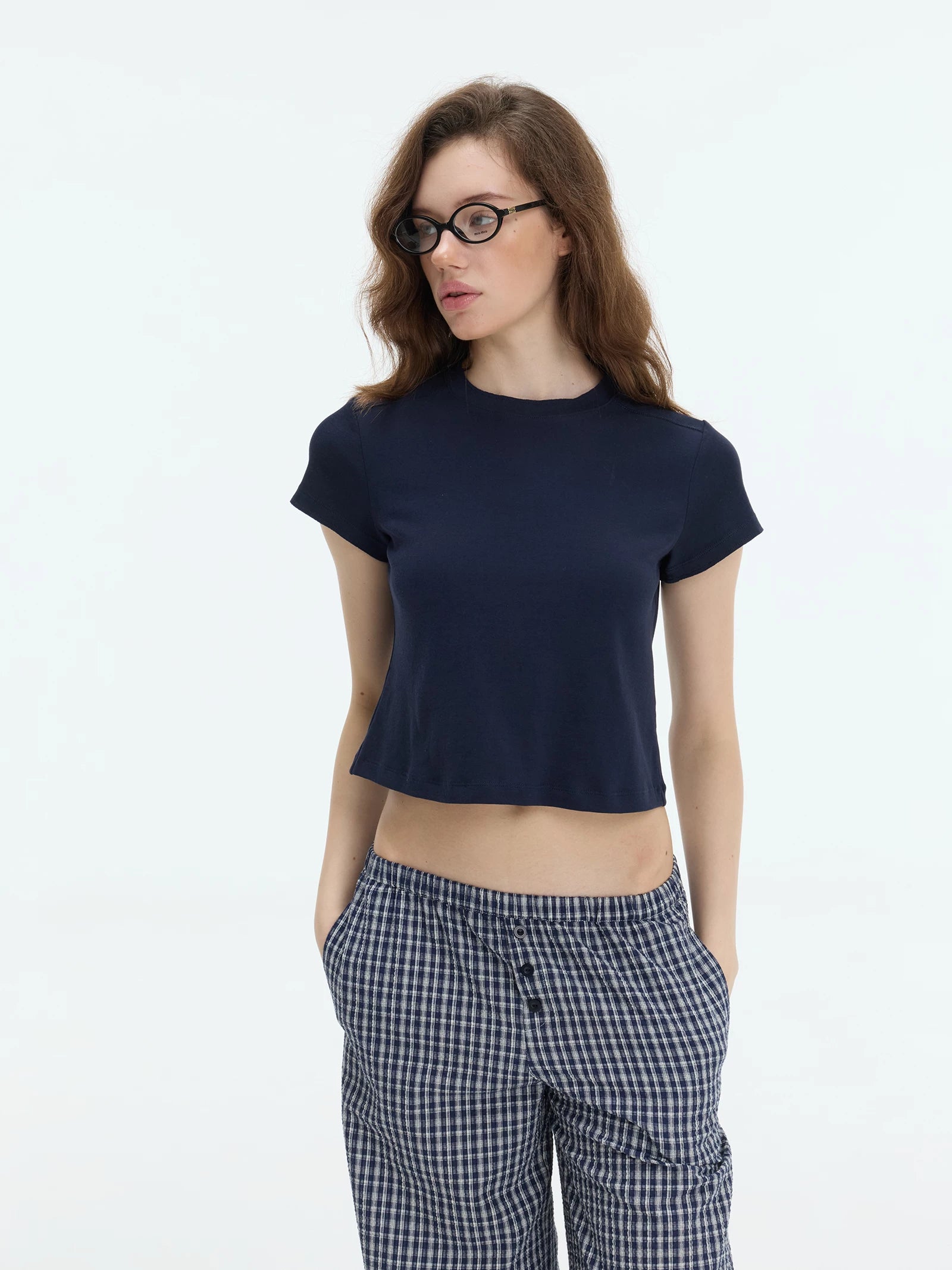 Veryrareme Short Front Shoulder Waist Casual Tee