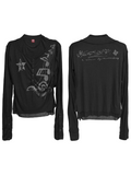 DETW Double-breasted Mesh Yarn Micro-transparent Slim-fit Long-sleeved T