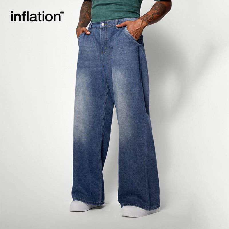 INF water blue straight wide-leg Jeans