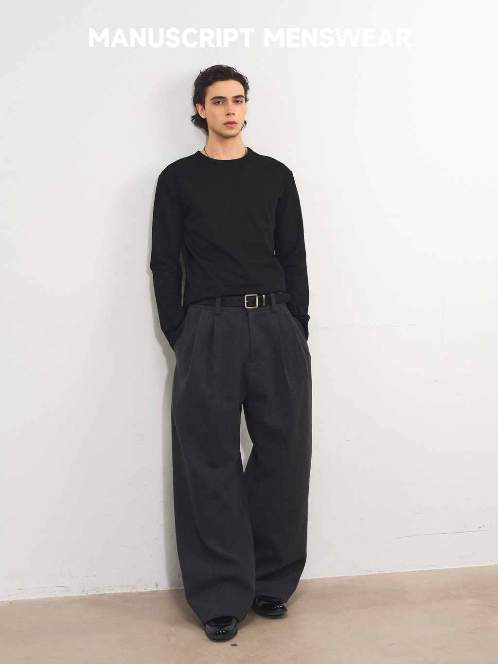 MANUSCRIPT Wide-leg Casual Woolen Trousers