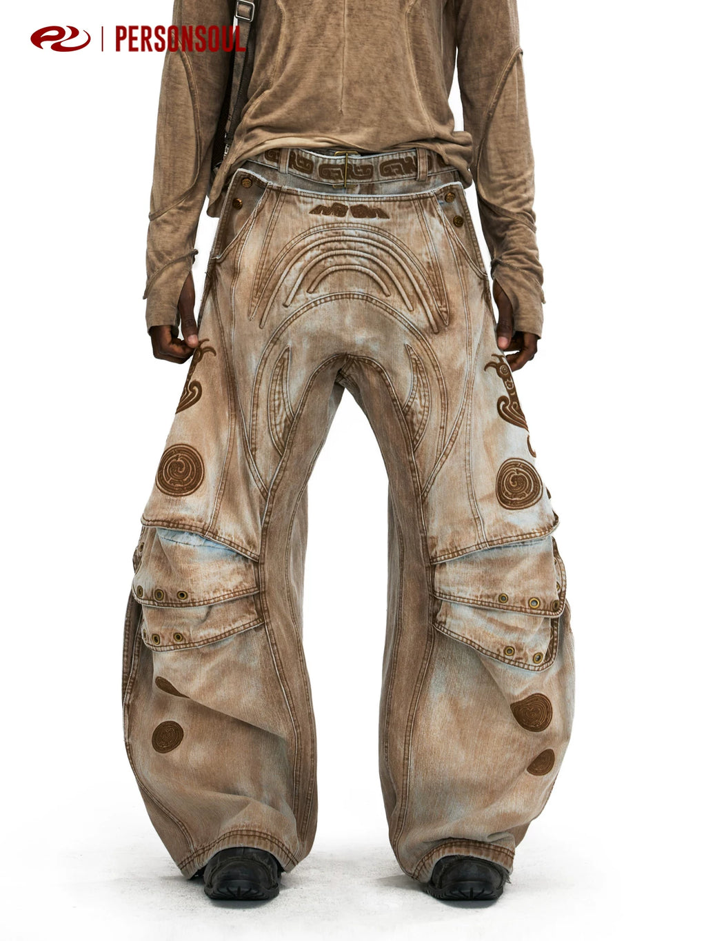 PERSONSOUL Ruiniao Xiang Pattern Scimitar Jeans
