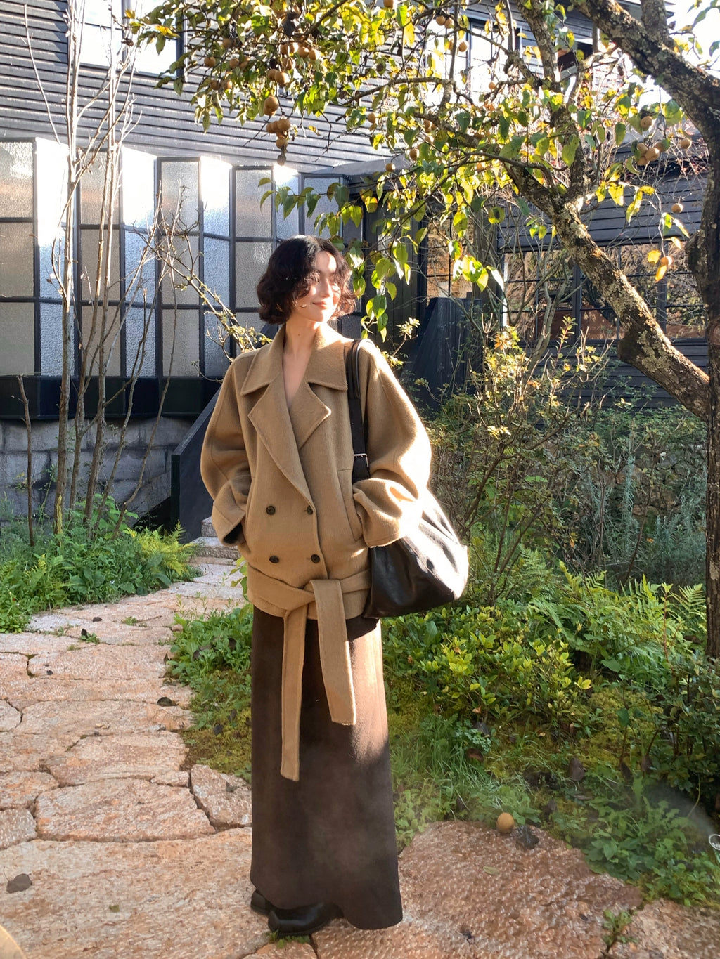 KELIFAN Hong Kong Style Retro Woolen Skirt