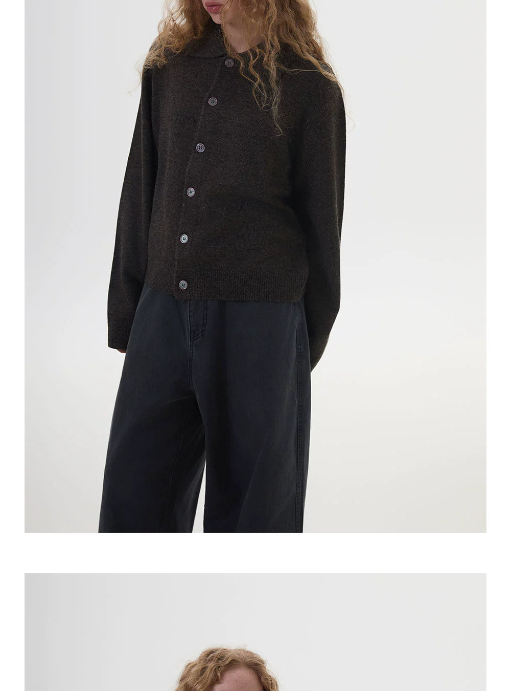 Anniehall Short Lapel Button-down Sweater