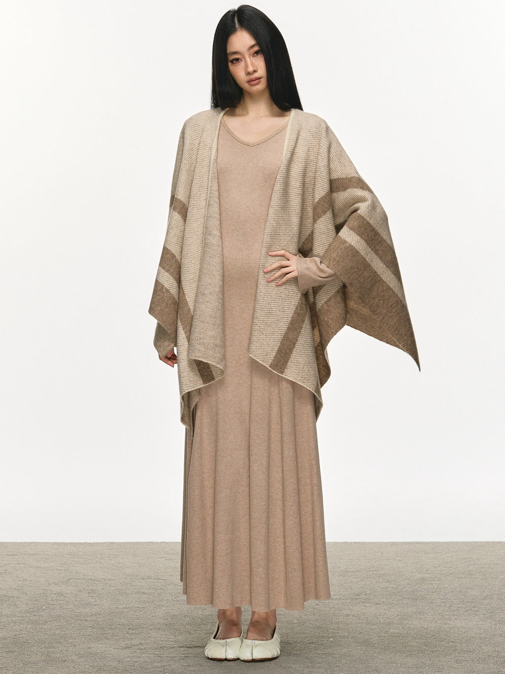 Anna Aneae Soft Waxy Striped Loose-knit Cardigan Jacket