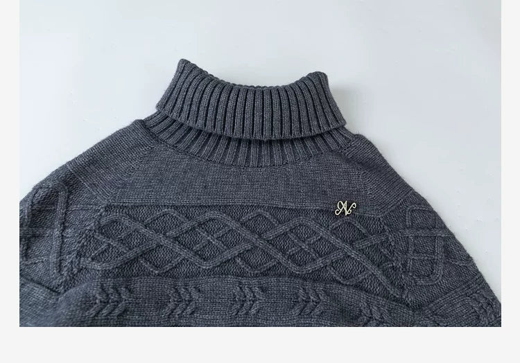 LOVEHEYNEW Turtleneck Lazy Temperament Waist and Thin Sweater