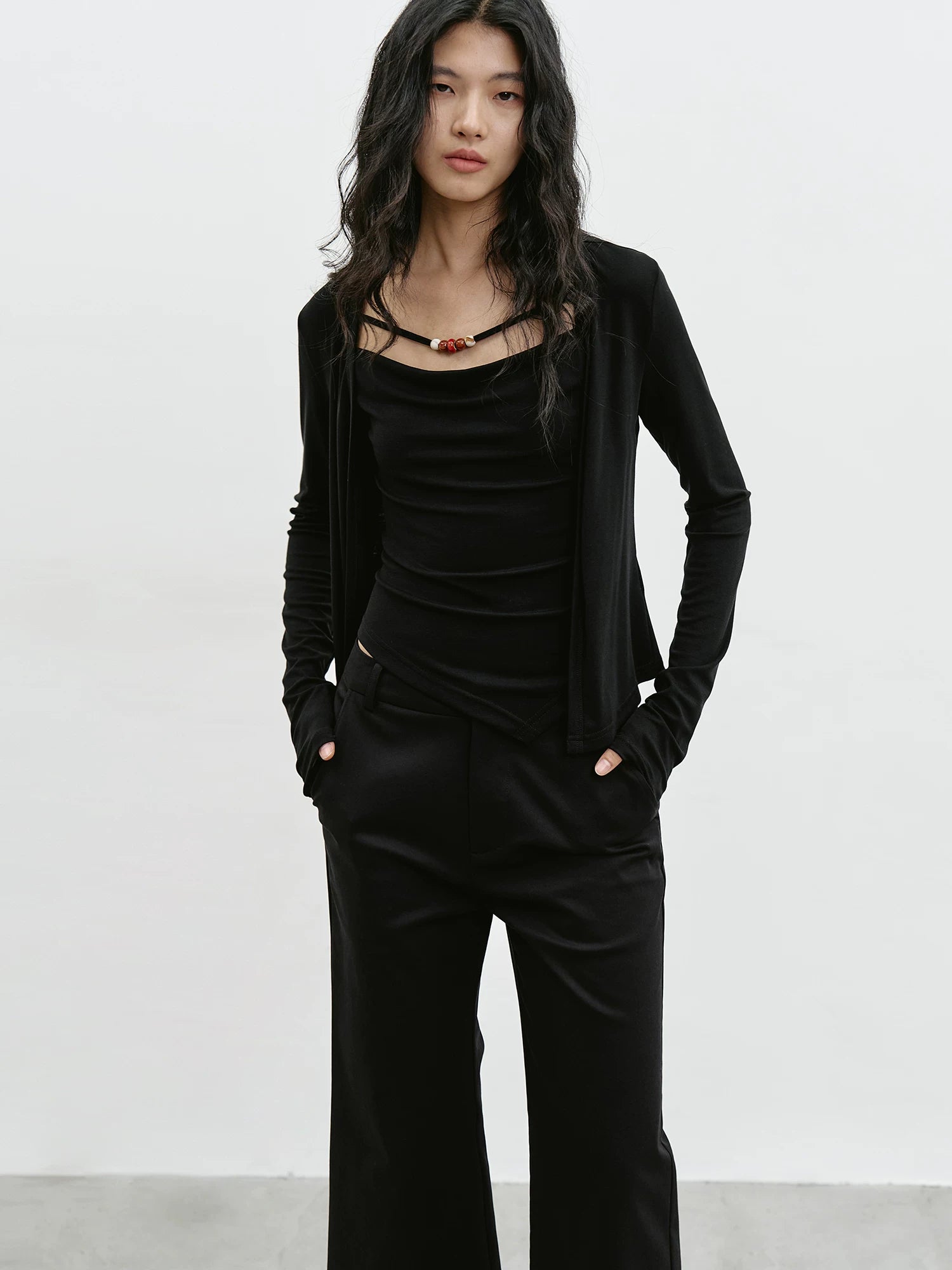 EIGHTHMONTH Casual Suspender Blouse Two-piece Set