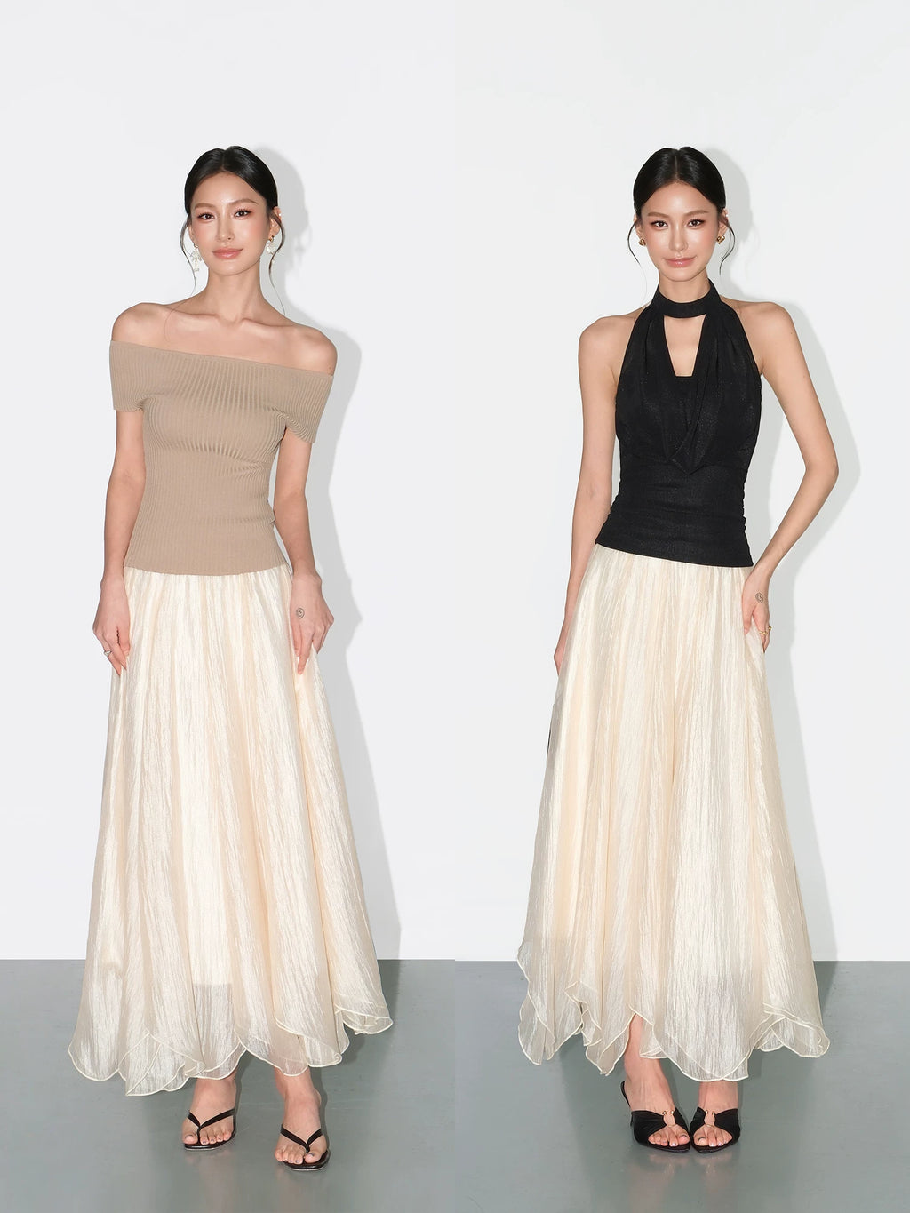 NEVA HU Temperament Elegant Yarn Skirt