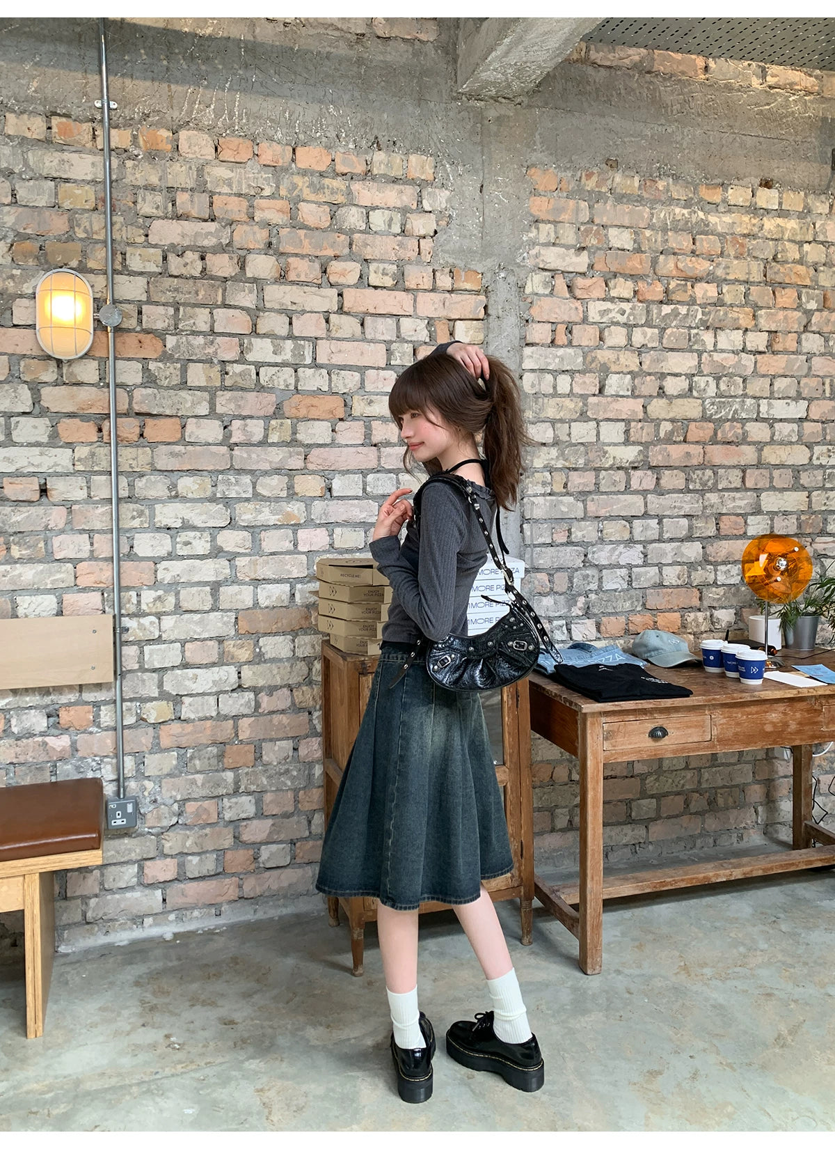 KANO Retro Old Denim Skirt