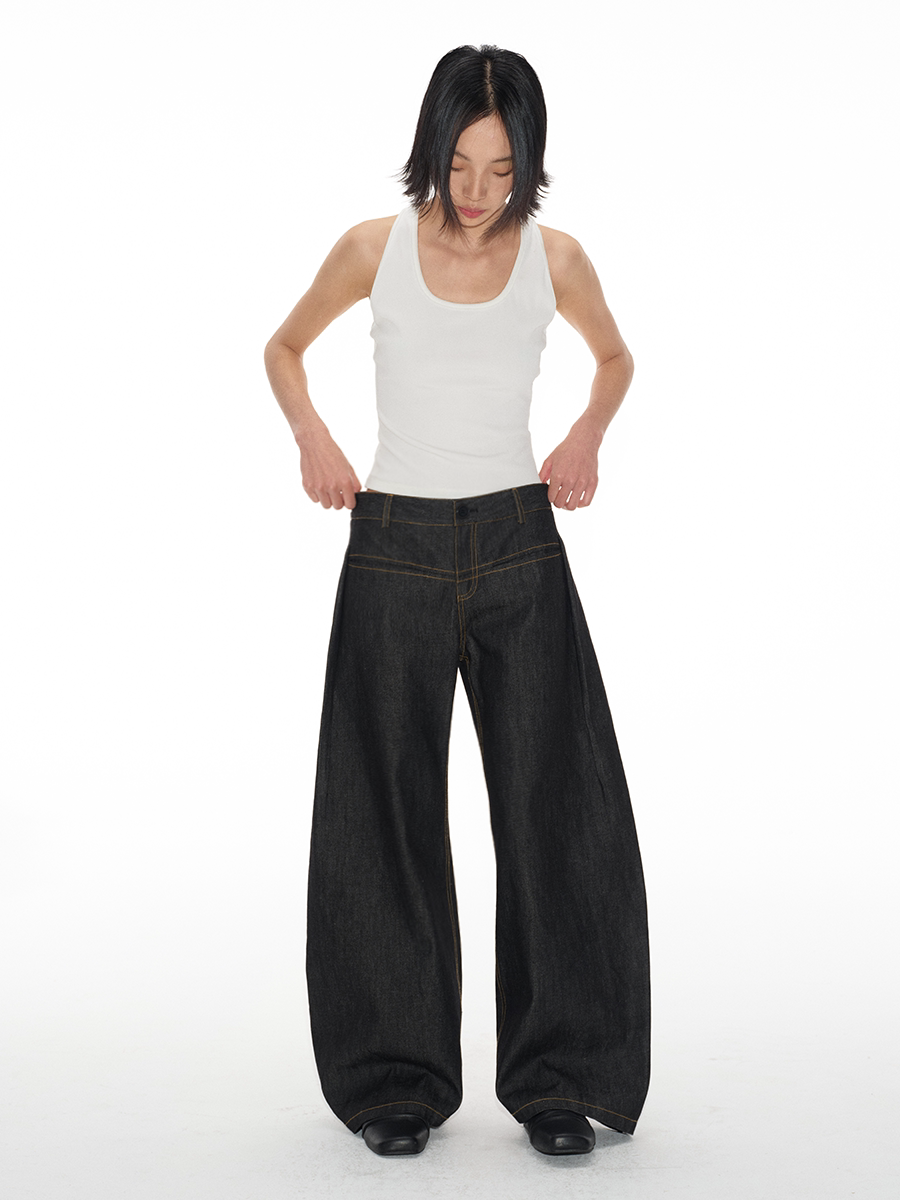 JCAESAR Vintage I-pleated Low-rise Jeans