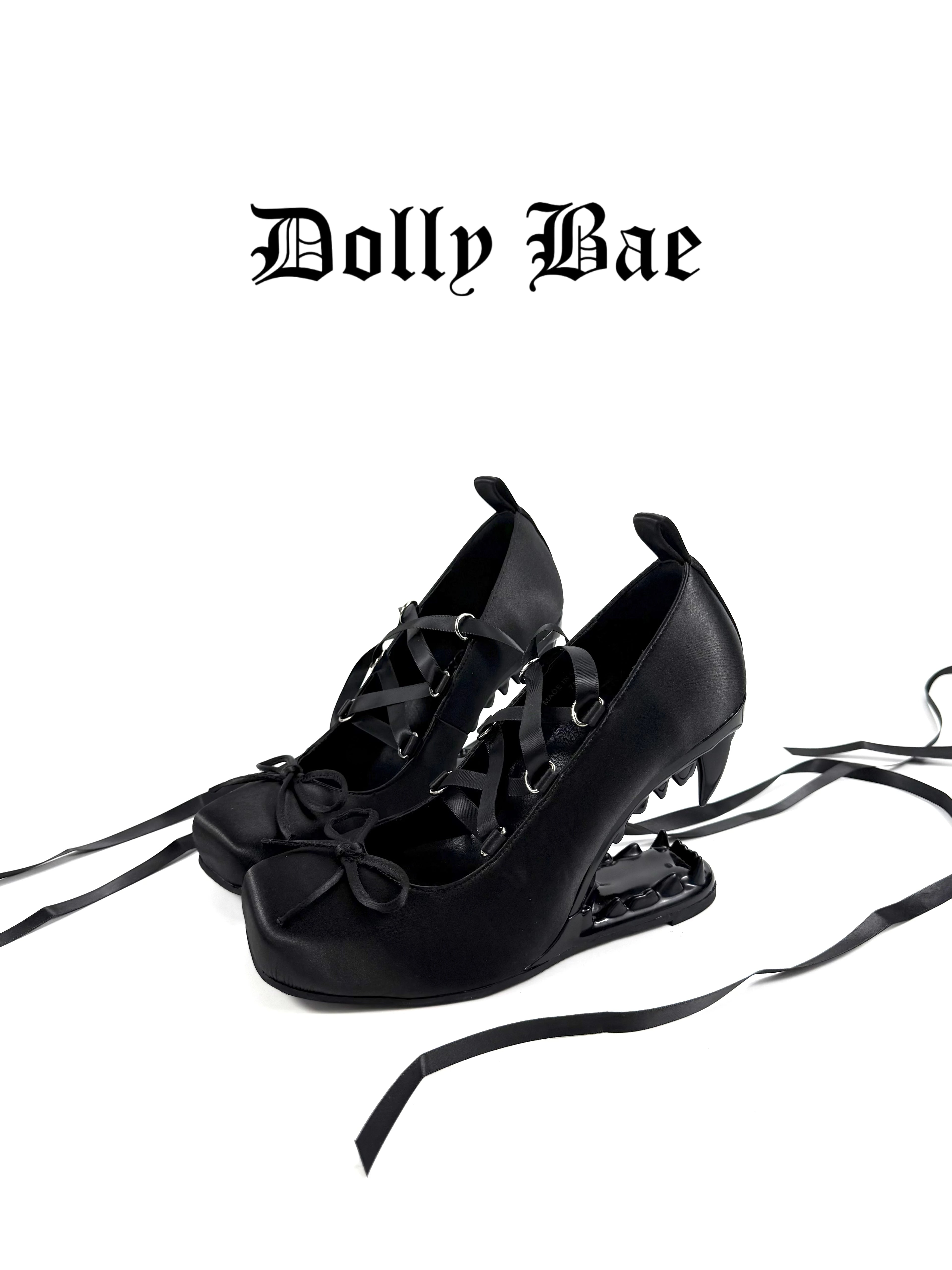 Dollybae Straps Square Head Satin Heels