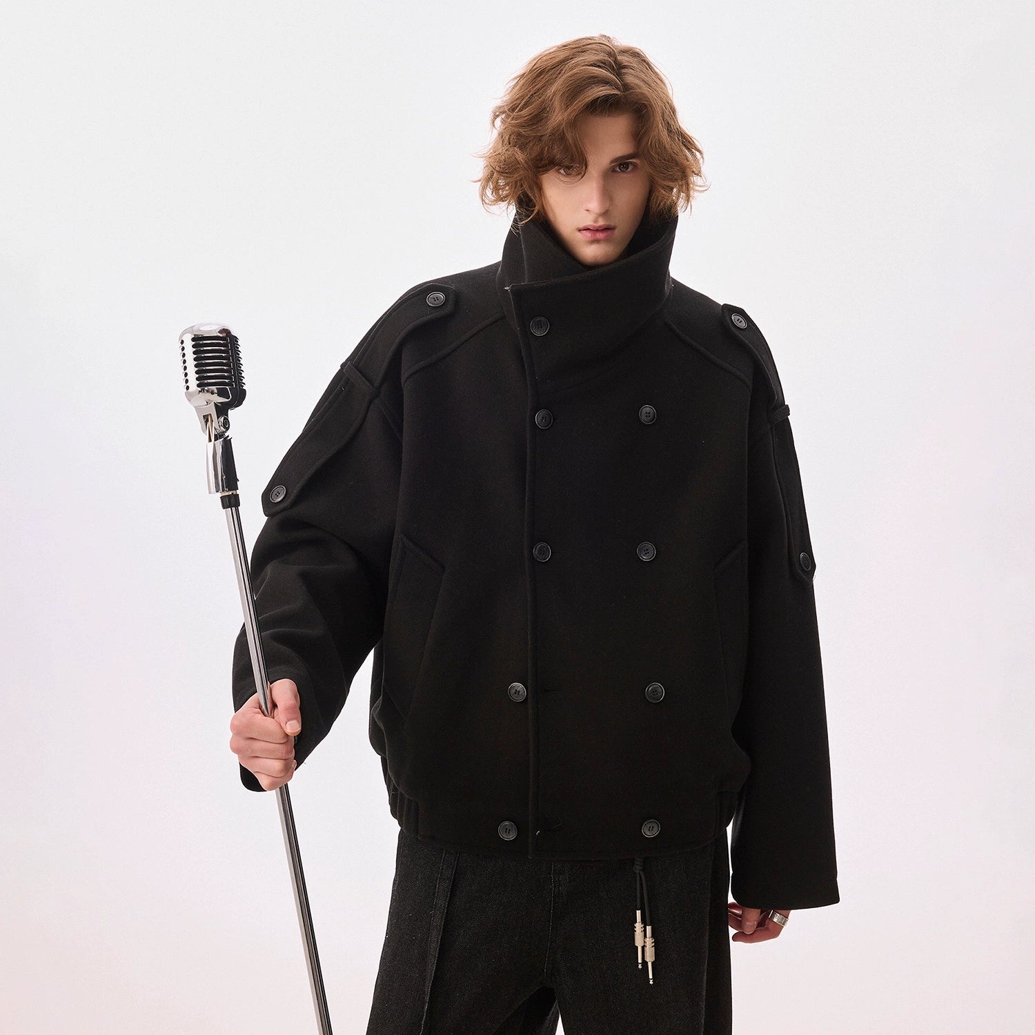 CHOR Premium British Style Warm Stand-up Collar Woolen Coat