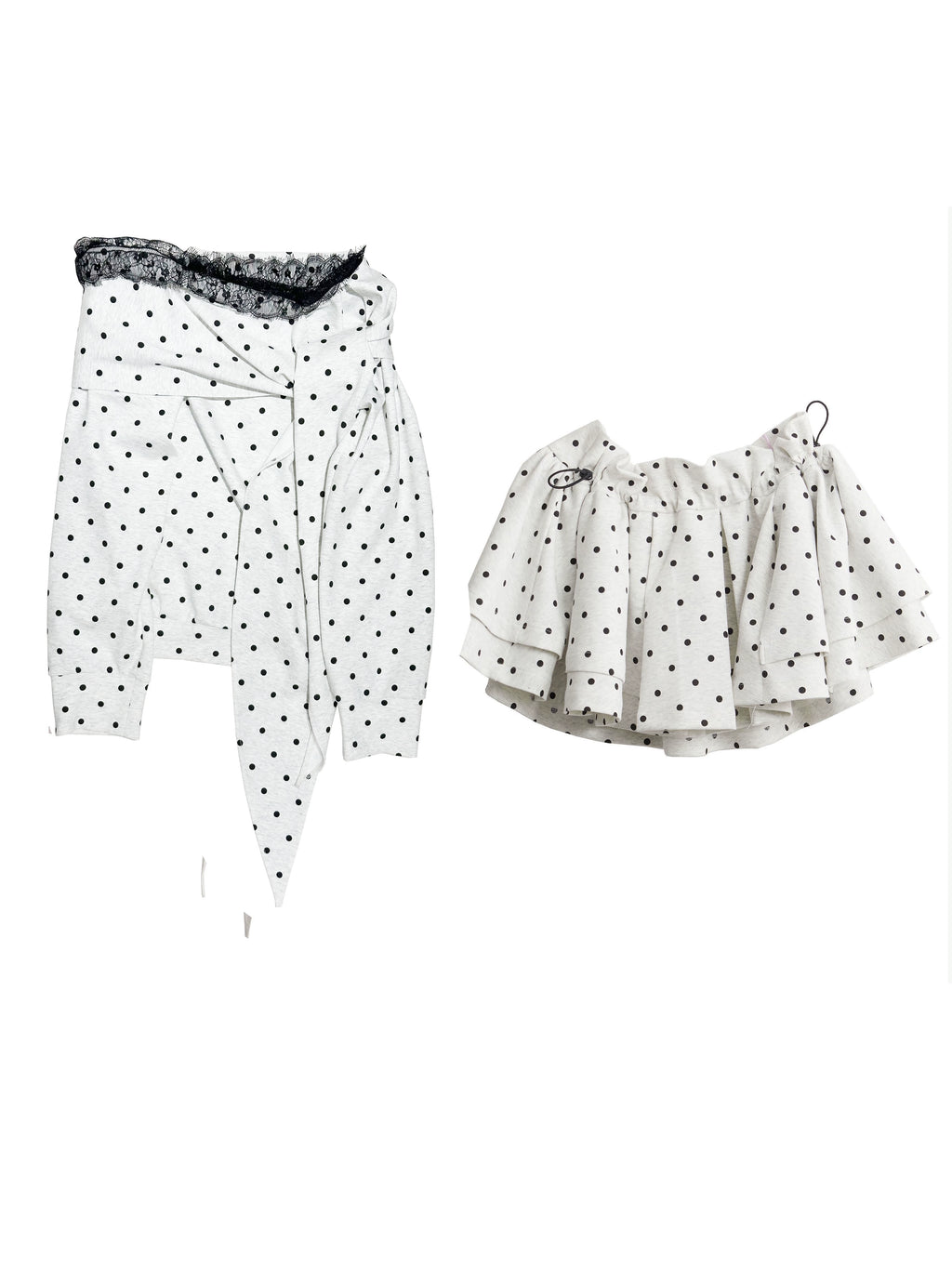 JNYLON Strappy Off-the-shoulder Polka Dot Sweater