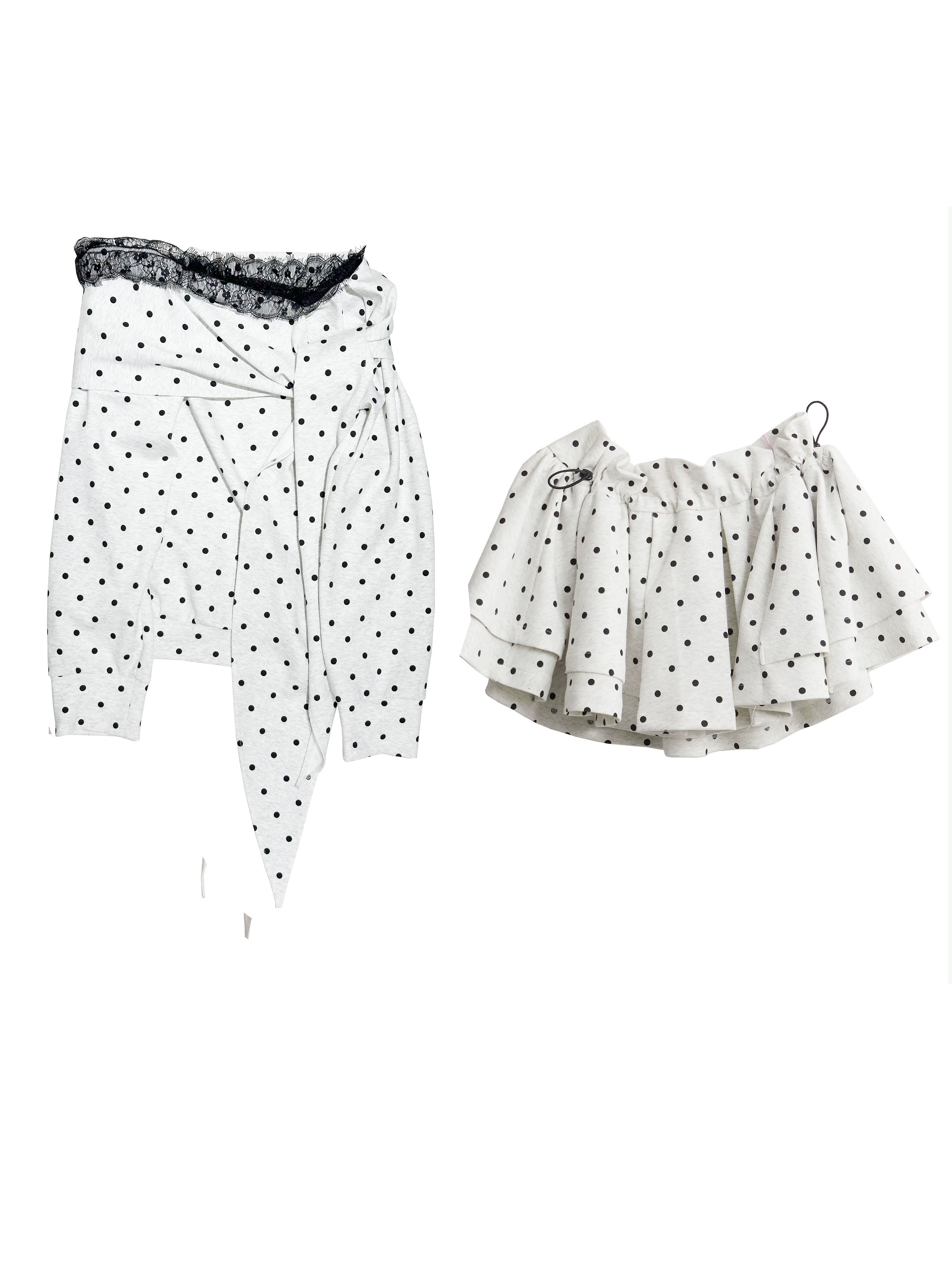 JNYLON Strappy Off-the-shoulder Polka Dot Sweater