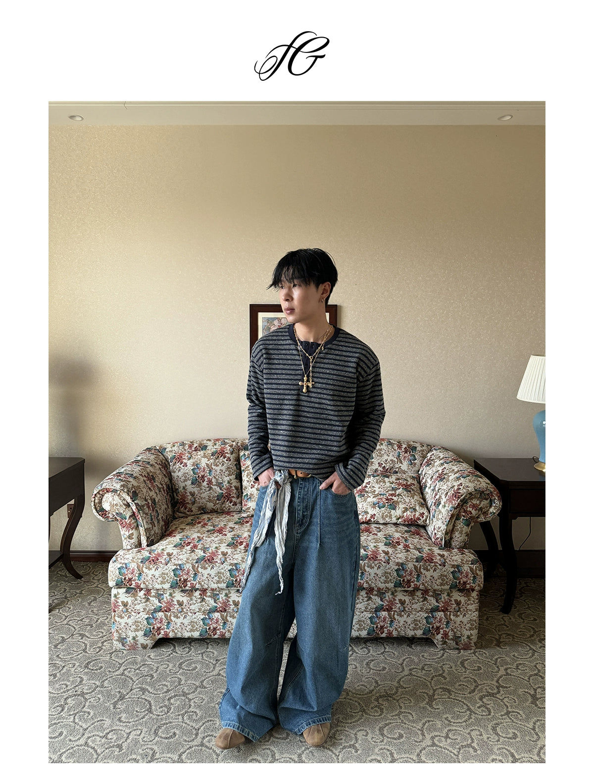 InsGale Vintage Thick Striped Slim Short Long Sleeve