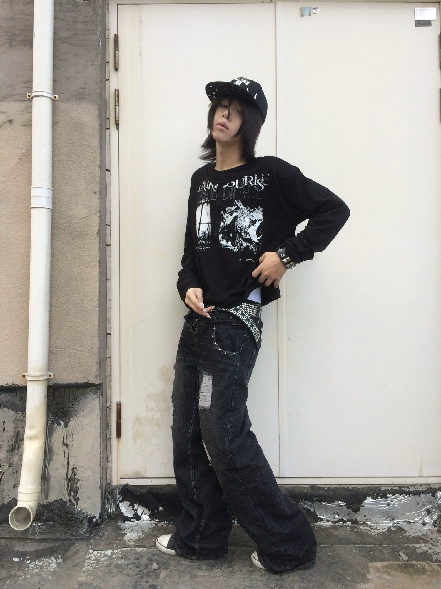 PAIKI Micro-transparent Snowflake Cotton Henry Collar Fake Two-piece Scimitar Long Sleeve