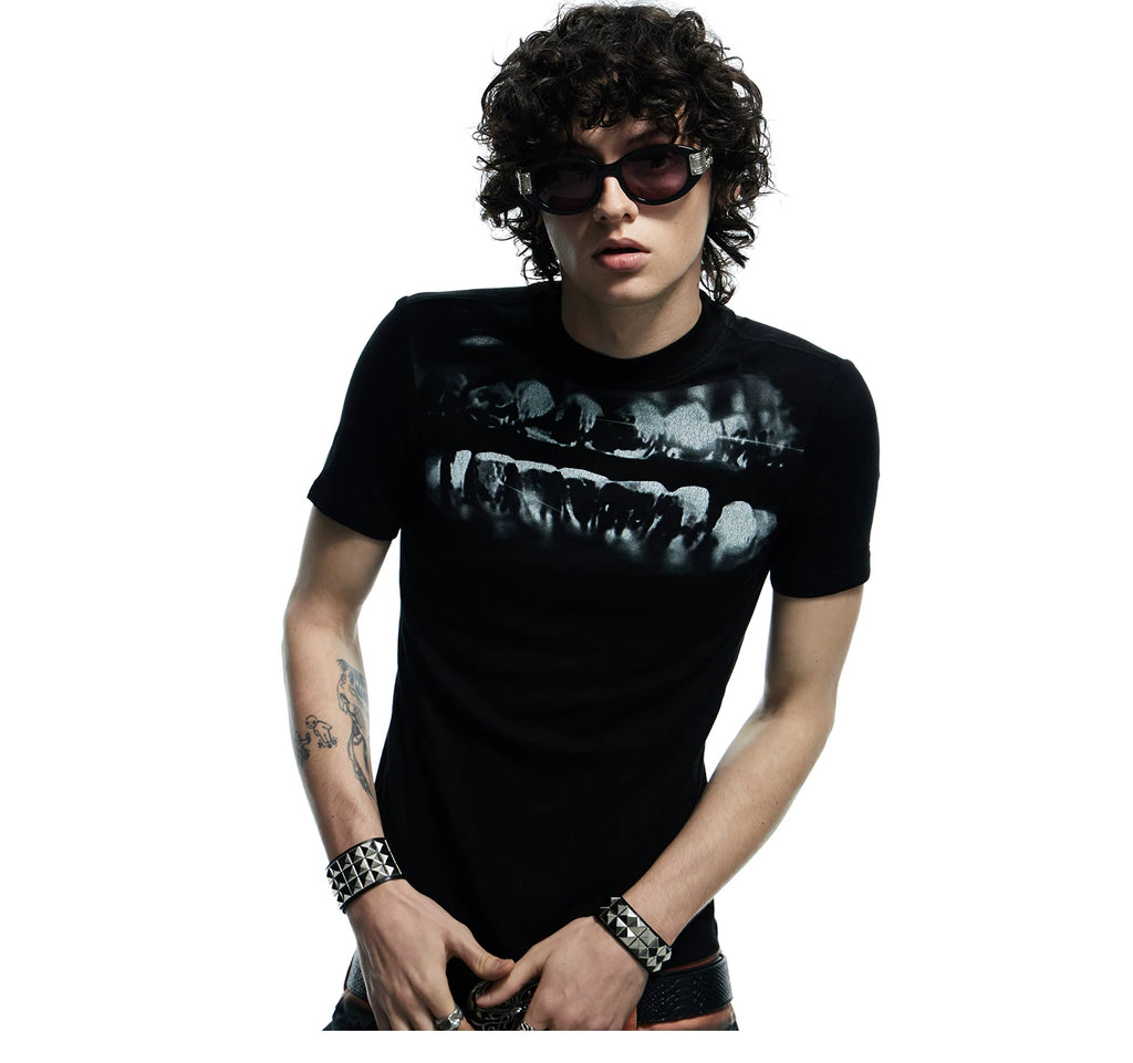 DND4DES Tight Print Elastic Casual Backing Tee