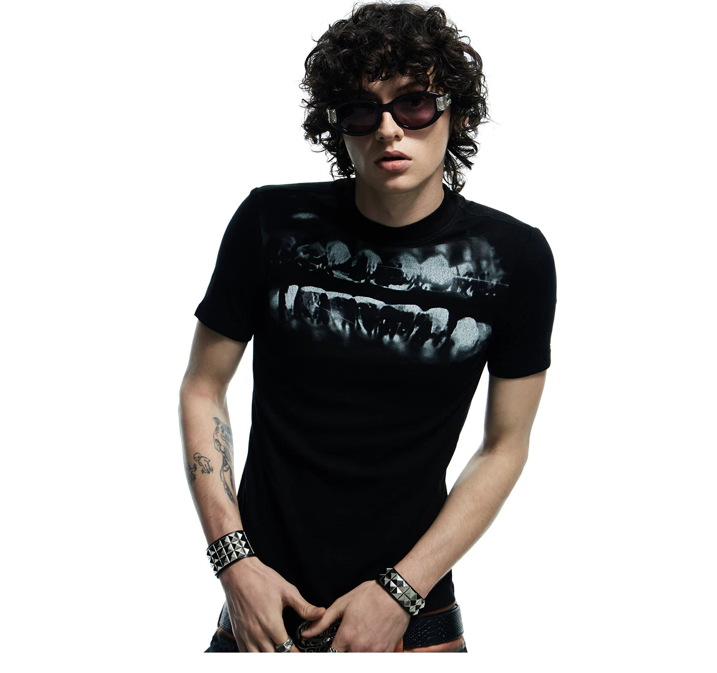DND4DES Tight Print Elastic Casual Backing Tee