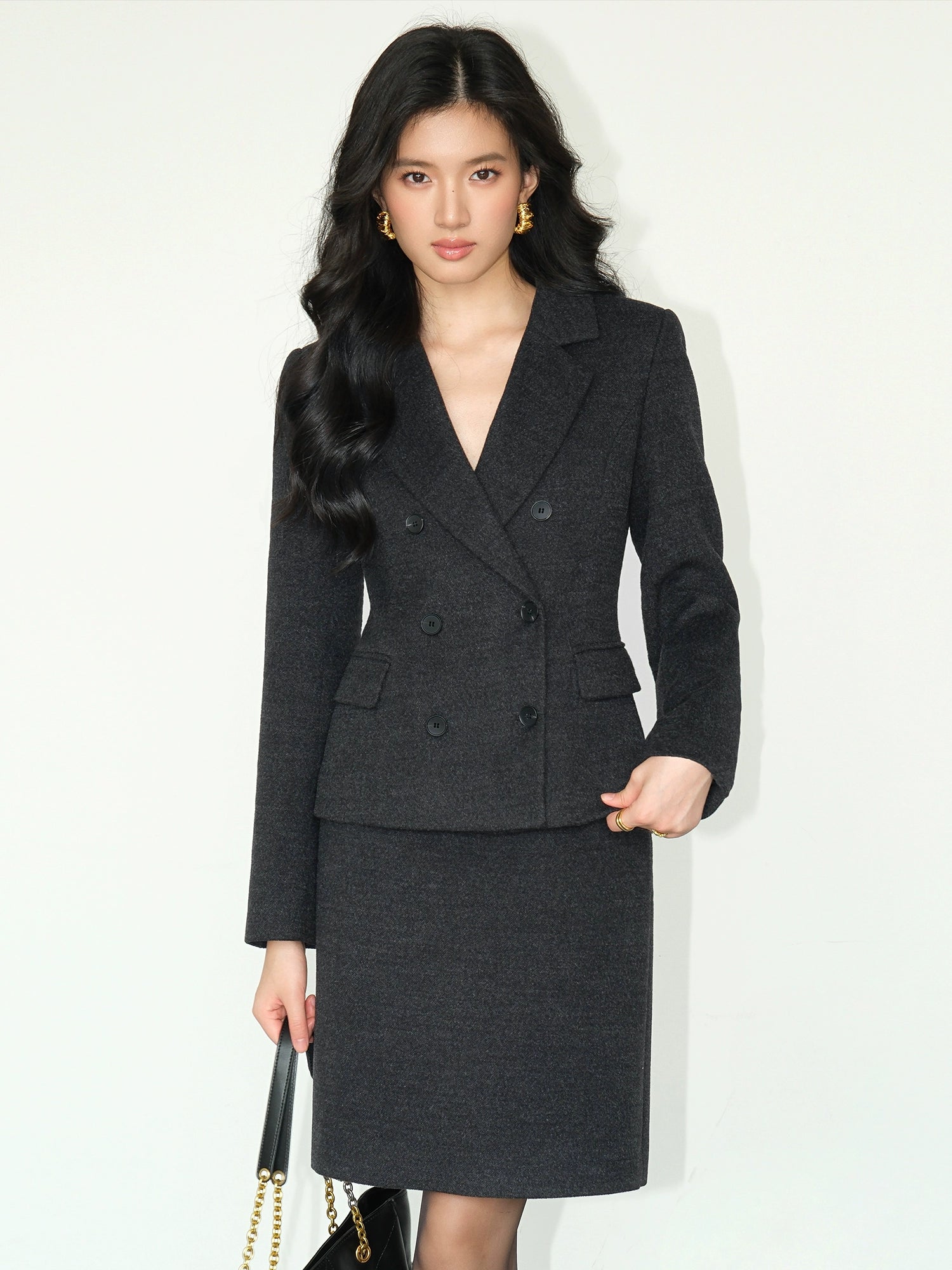 NEVA HU Waist Suit Woolen Jacket