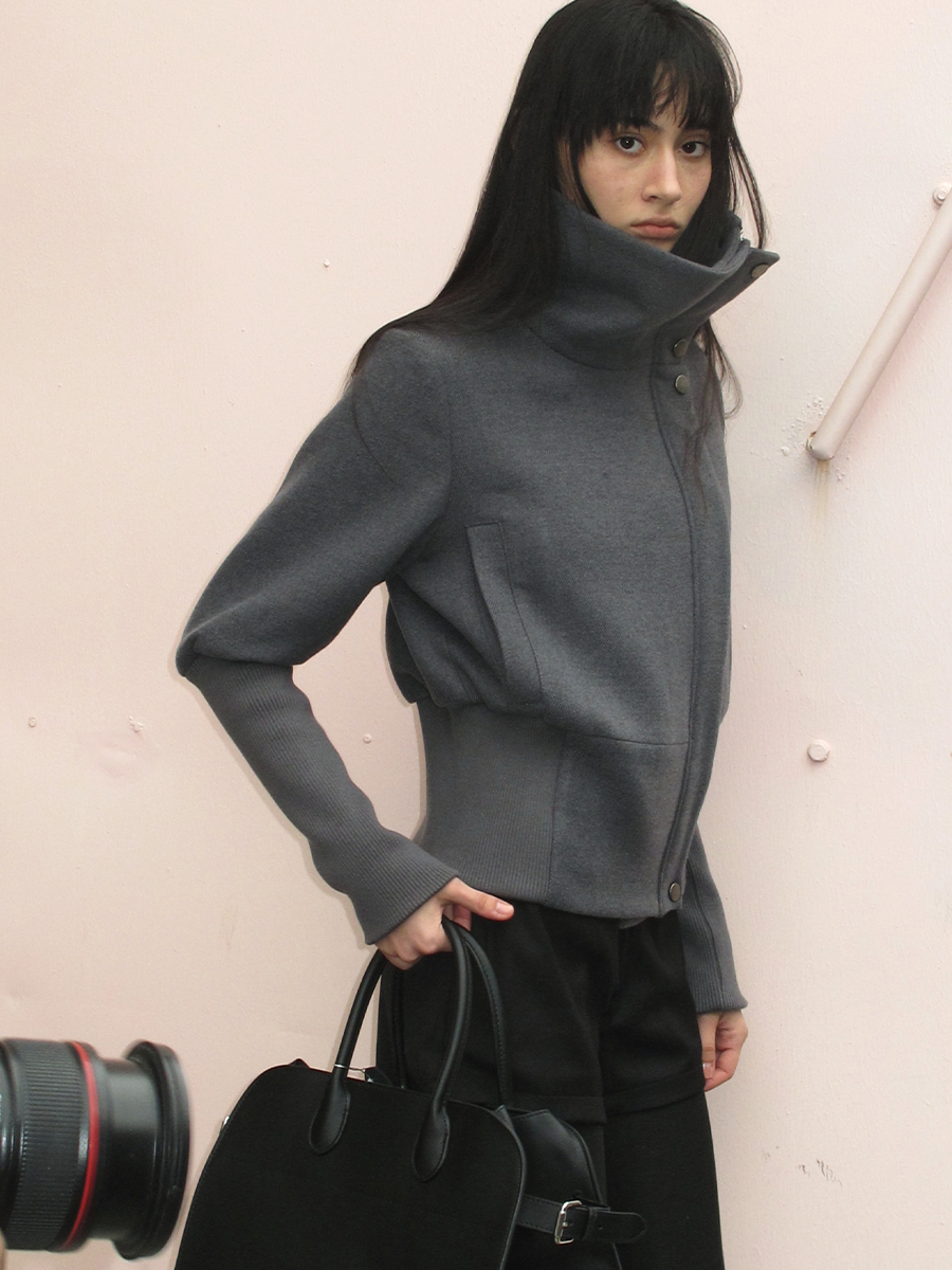 JCAESAR WOMEN Threaded-sleeved Woolen Jacket