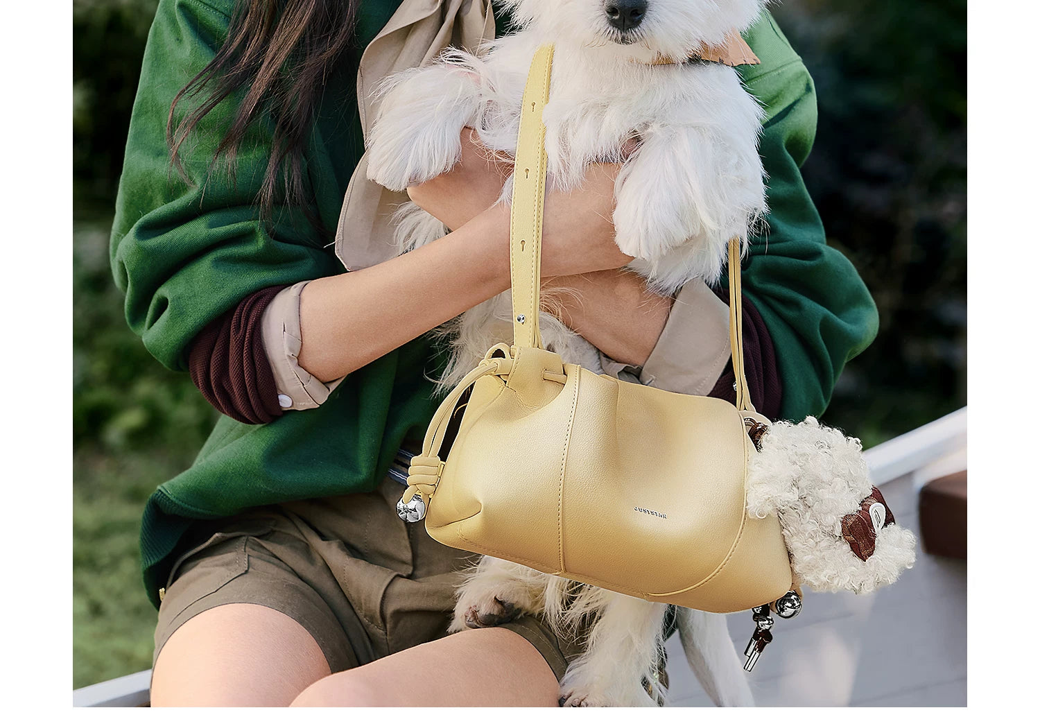 JUST STAR Pleated Shoulder Messenger Bag