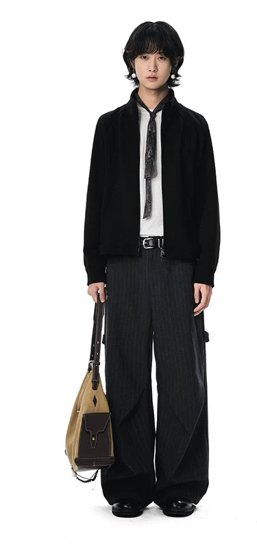 Sameuoo Stand-up Collar Short Sweater Jacket