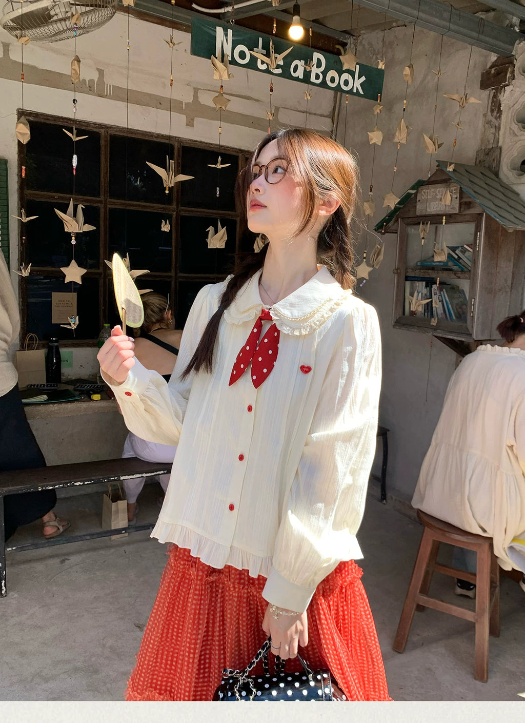 MUCHA Bow Jacquard Long-sleeved Shirt