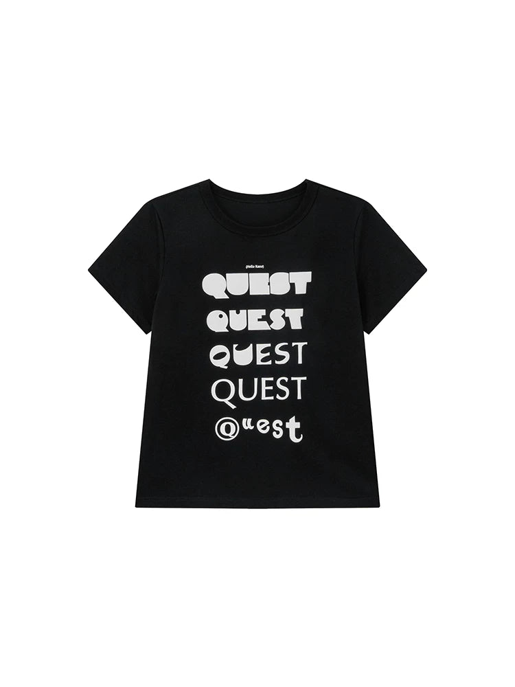 KANO Monogram Print Loose Shoulder Tee