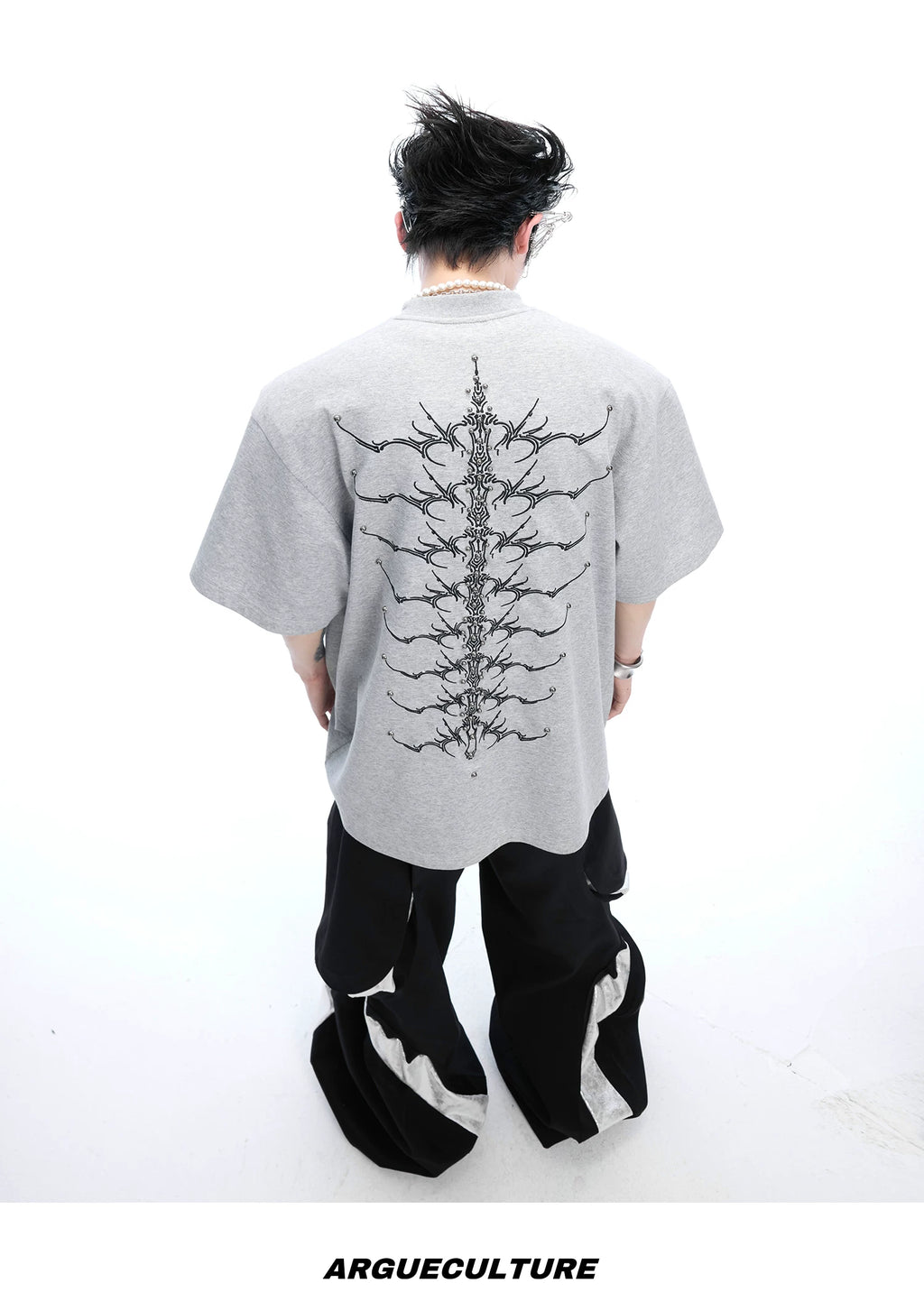 ArguECulturE Rivet Spine Embroidery Loose Tee