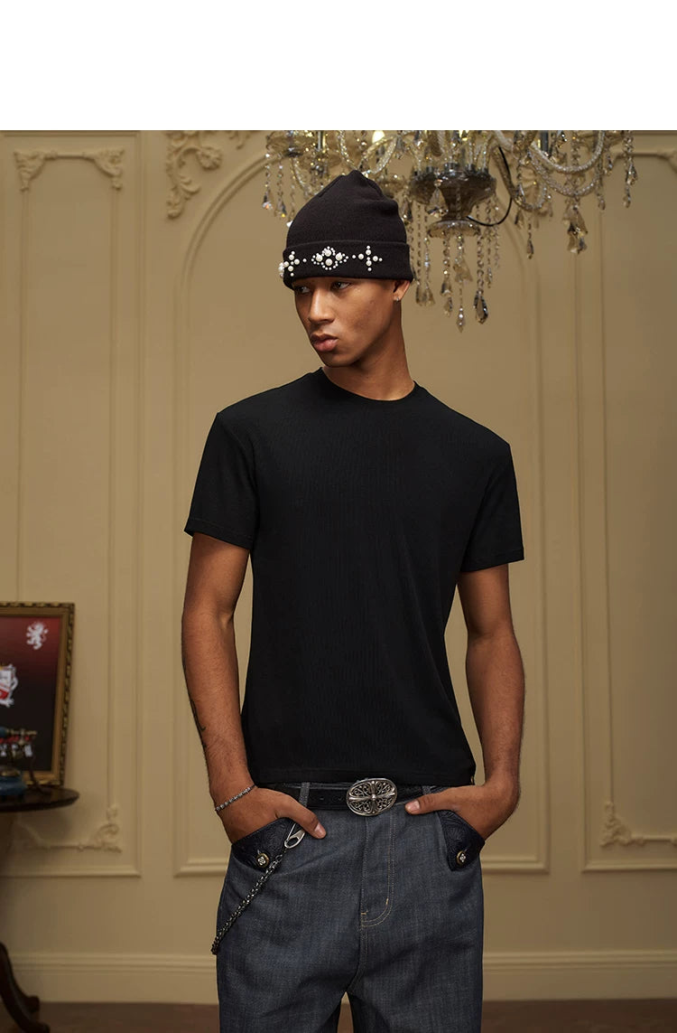 YAD Spoof Snow Mountain Print Slim Tee