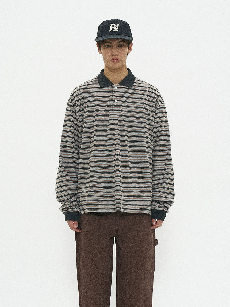 PARTIMENTO Versatile Striped Polo Shirt