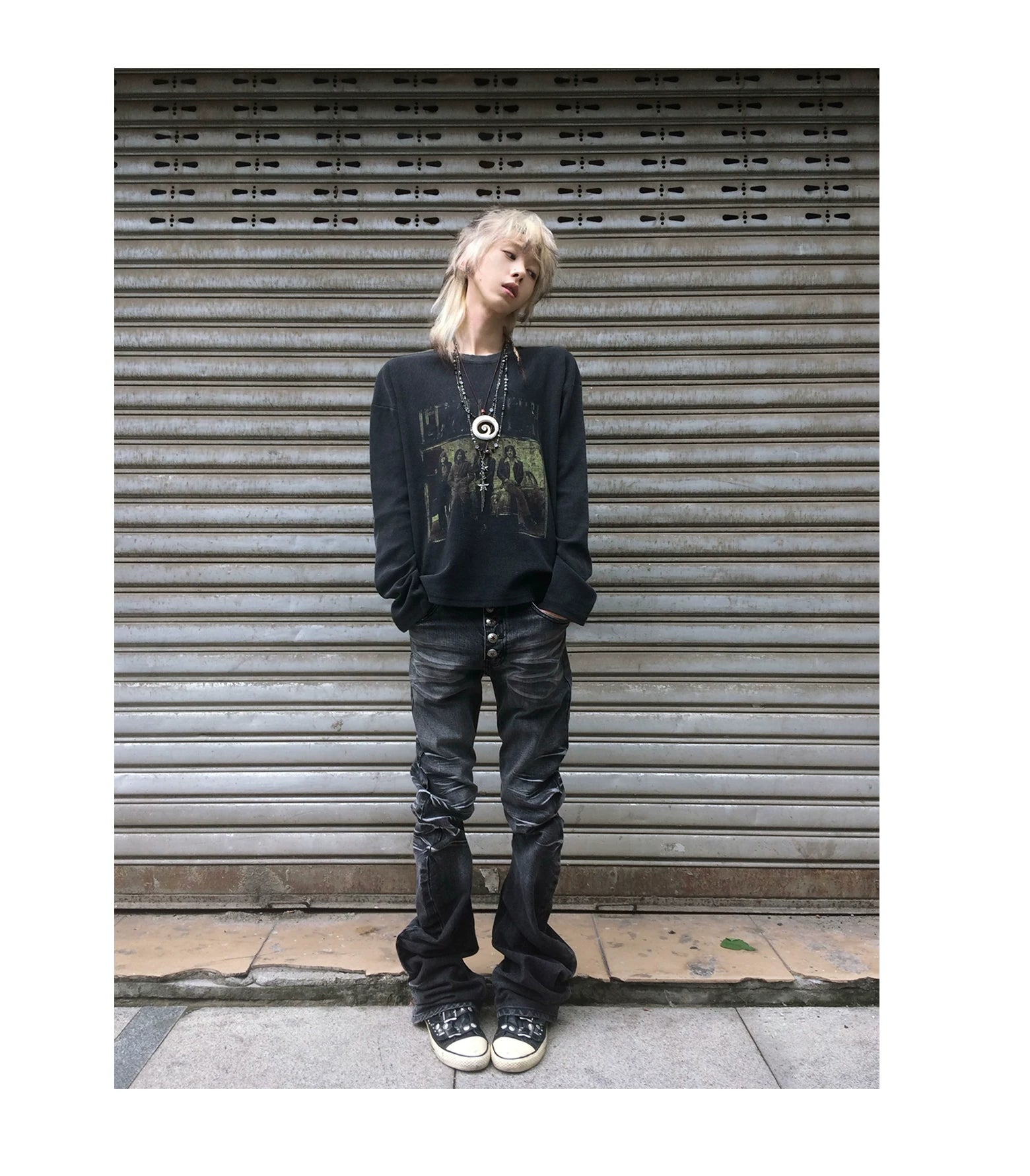 NoEmosen Retro Ripped Three-dimensional Cat Whisker Jeans
