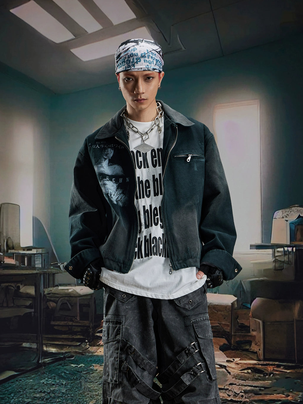NOMANIAI Spoils Loose Short Lapel Zipper Jacket