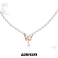 SUMIYAKI White Fritillary Butterfly Pearl Necklace