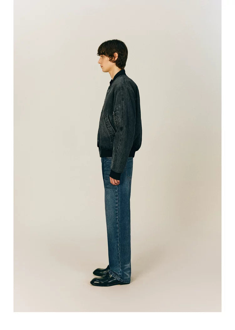 NONRADICAL Bamboo pattern scimitar sleeveMA1 padded denim jacket