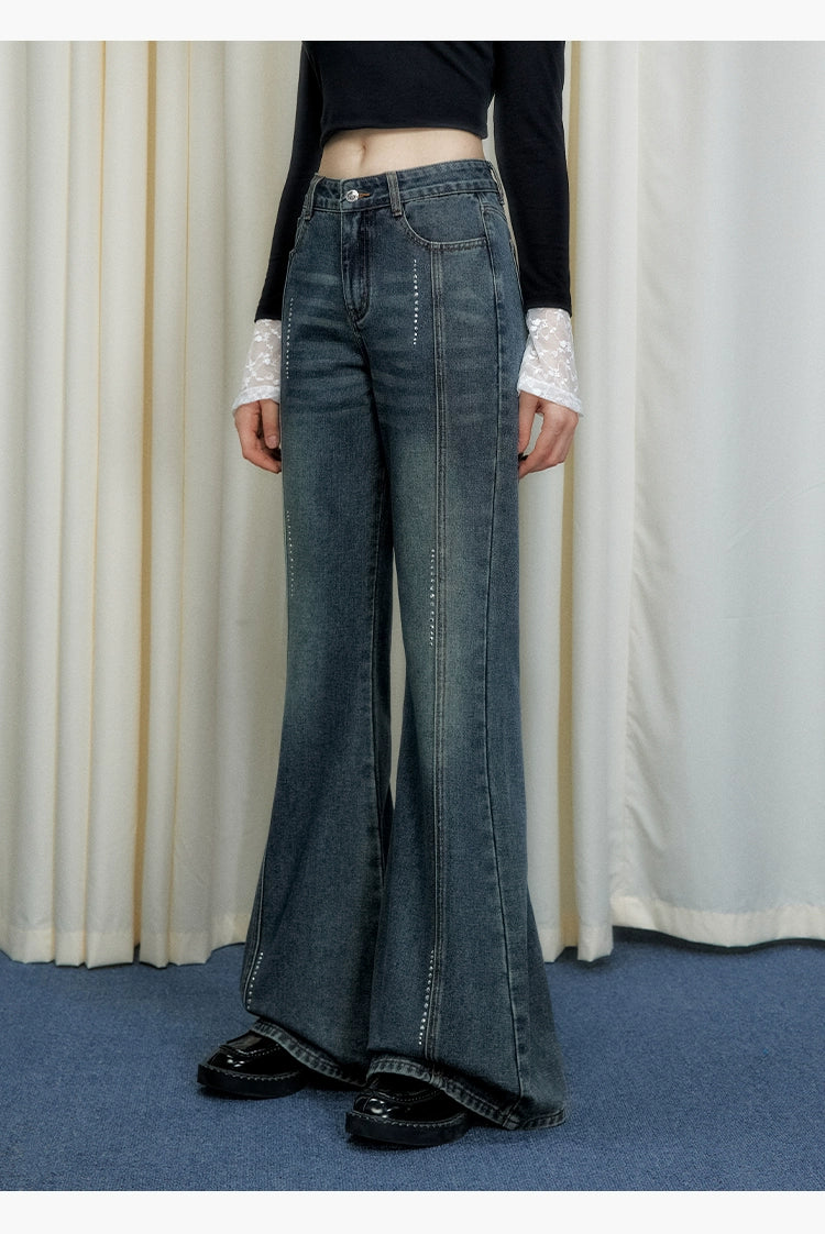 UNIFREE Hot Diamond Loose Wide Leg Jeans